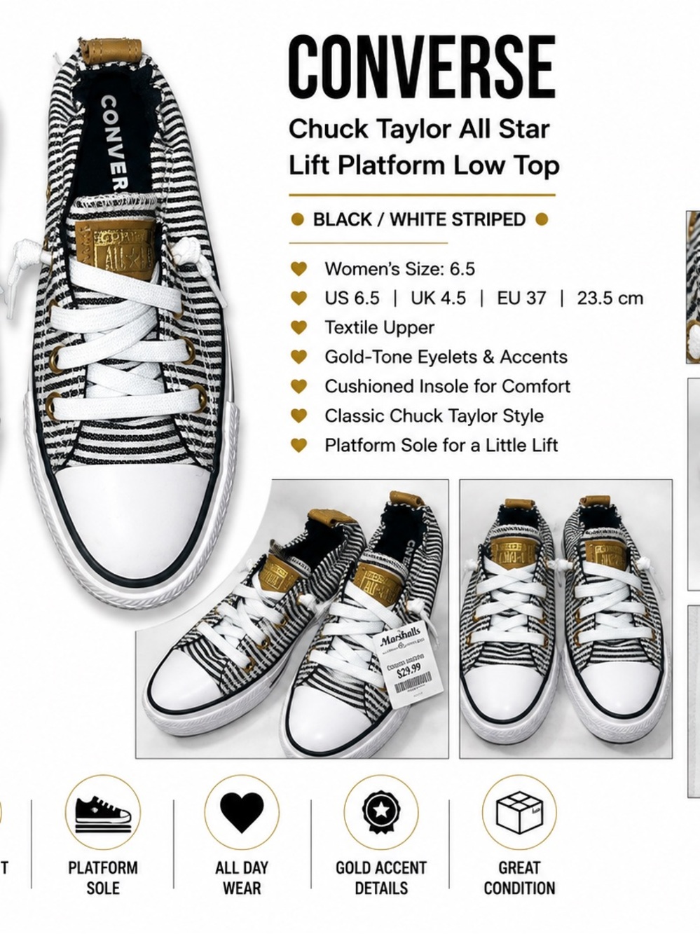 Converse Chuck Taylor All Star Low Top Black White Striped